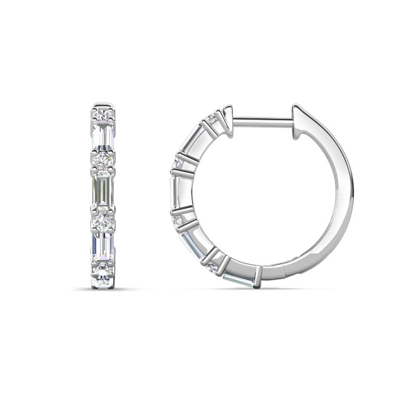 Ayla 0.46 ctw Lab Grown Diamond Round with Baguette Shape Alternating Women Huggie Earrings 