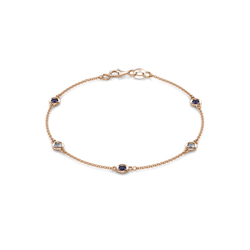 Aizza (5 Stn/3mm) Blue Sapphire and Lab Grown Diamond Station Bracelet 