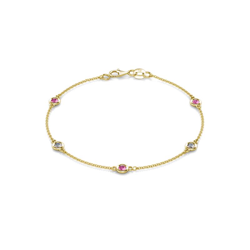 Aizza (5 Stn/3mm) Pink Sapphire and Lab Grown Diamond Station Bracelet 