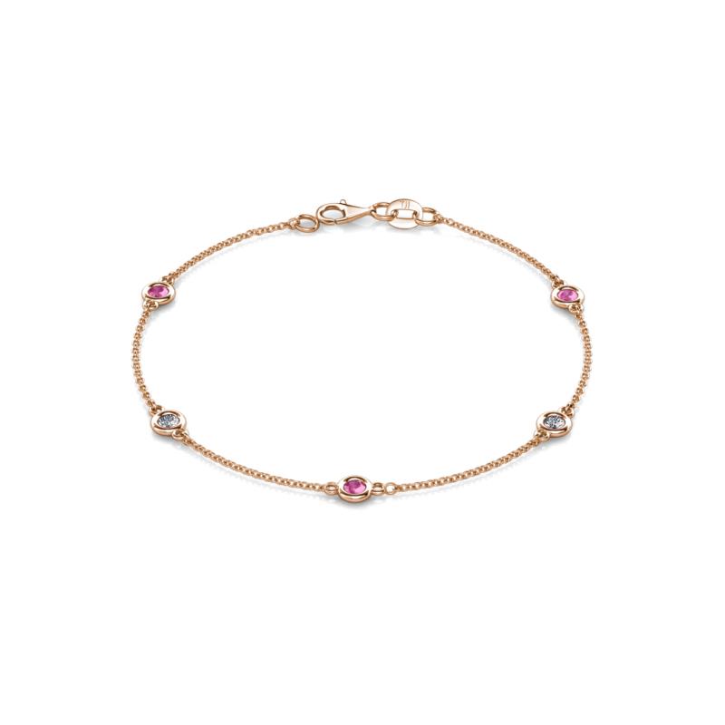 Aizza (5 Stn/3mm) Pink Sapphire and Lab Grown Diamond Station Bracelet 