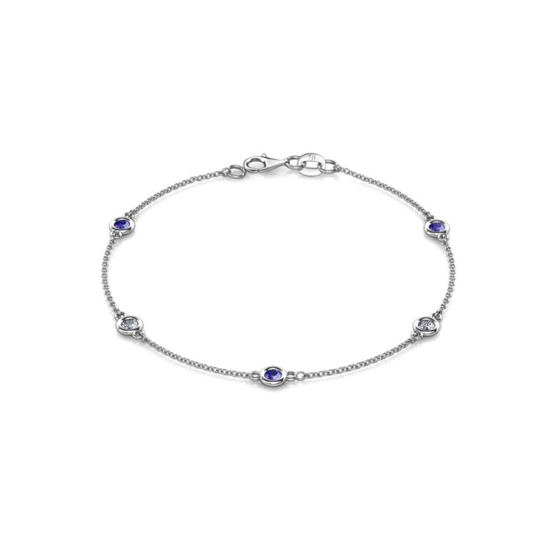 Aizza (5 Stn/3mm) Tanzanite and Lab Grown Diamond Station Bracelet 