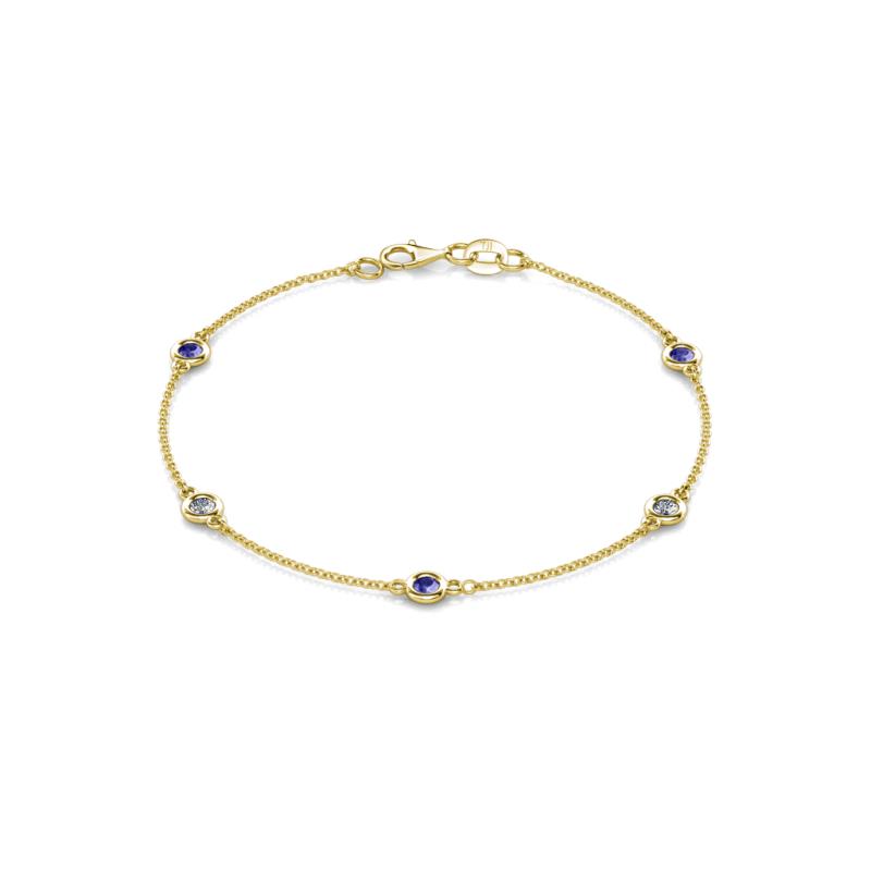 Aizza (5 Stn/3mm) Tanzanite and Lab Grown Diamond Station Bracelet 