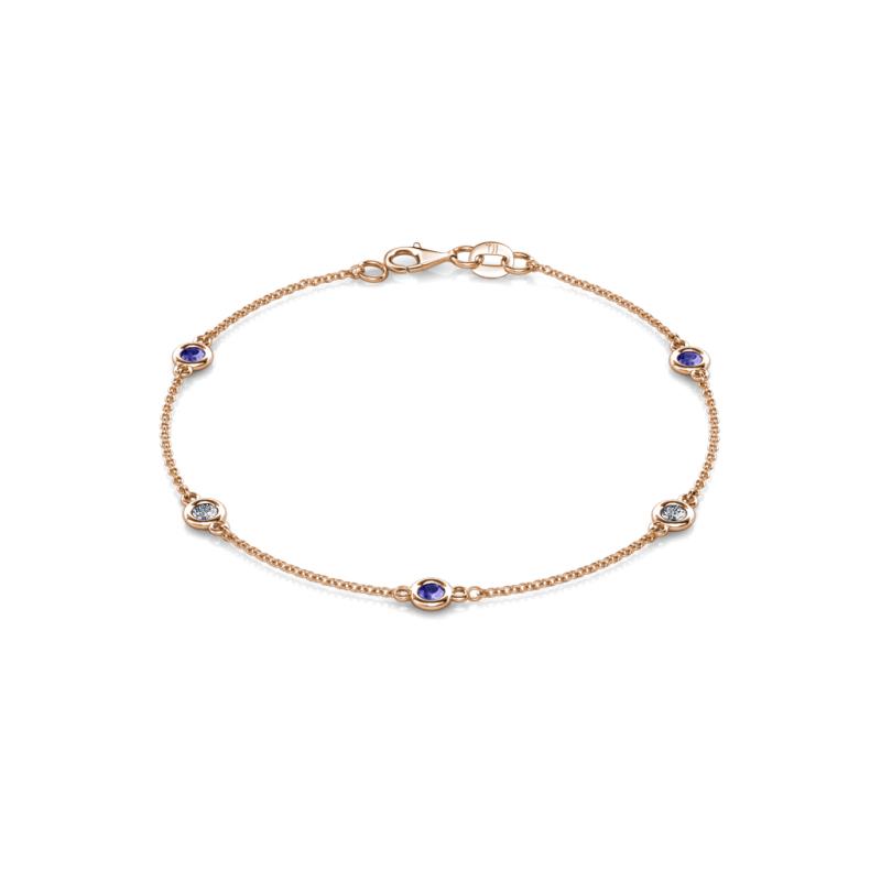 Aizza (5 Stn/3mm) Tanzanite and Lab Grown Diamond Station Bracelet 