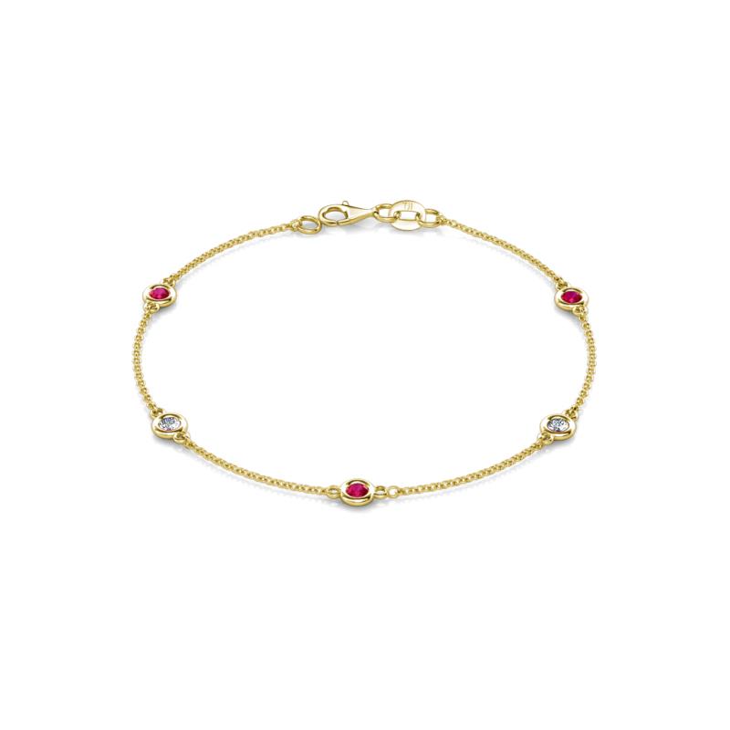 Aizza (5 Stn/3mm) Ruby and Lab Grown Diamond Station Bracelet 