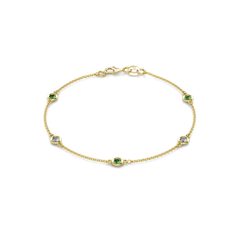Aizza (5 Stn/3mm) Green Garnet and Lab Grown Diamond Station Bracelet 