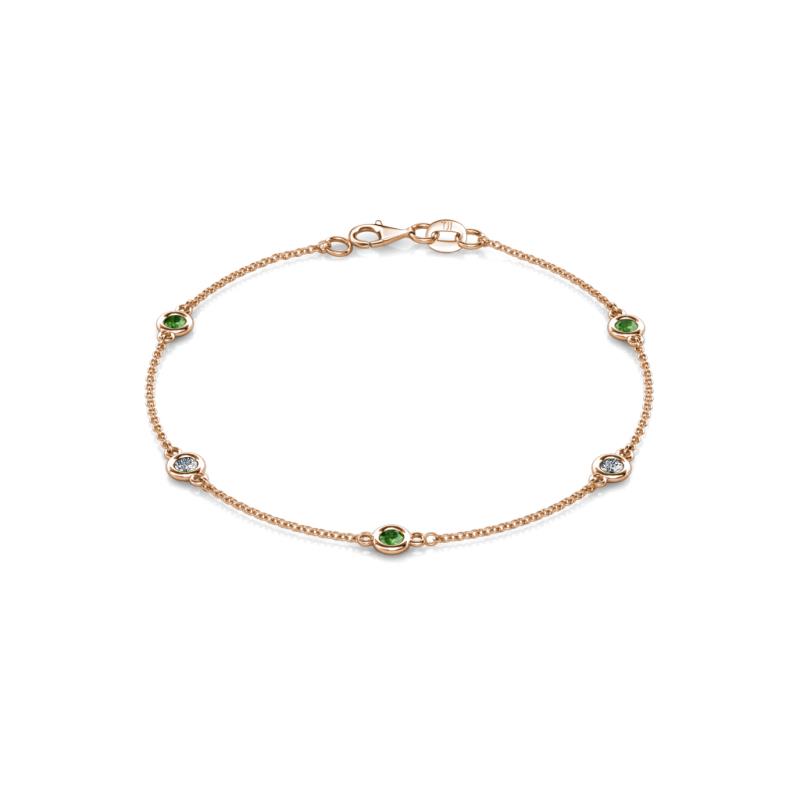 Aizza (5 Stn/3mm) Green Garnet and Lab Grown Diamond Station Bracelet 