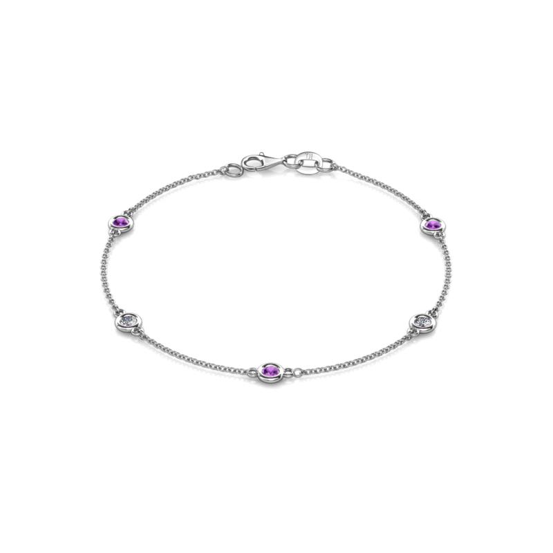 Aizza (5 Stn/3mm) Amethyst and Lab Grown Diamond Station Bracelet 
