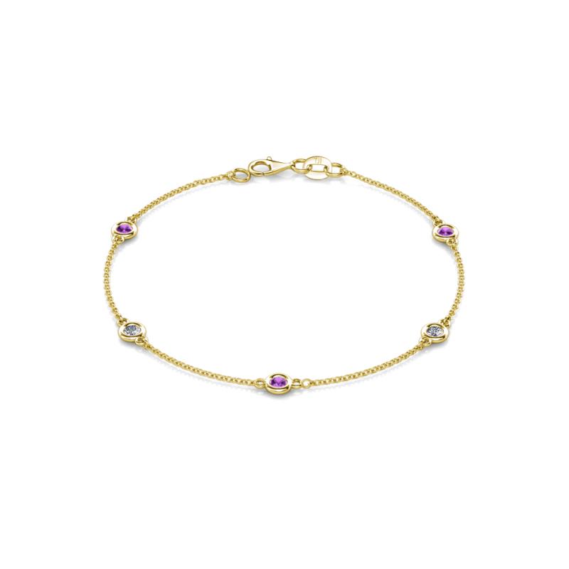 Aizza (5 Stn/3mm) Amethyst and Lab Grown Diamond Station Bracelet 