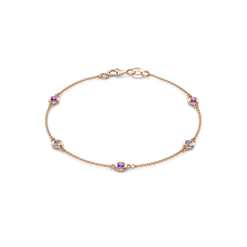 Aizza (5 Stn/3mm) Amethyst and Lab Grown Diamond Station Bracelet 