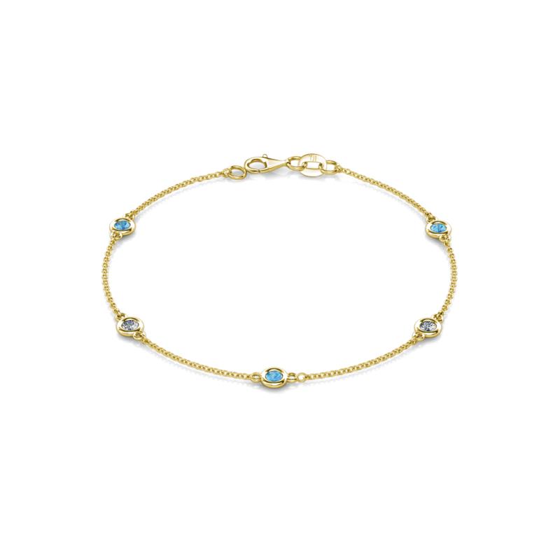 Aizza (5 Stn/3mm) Blue Topaz and Lab Grown Diamond Station Bracelet 