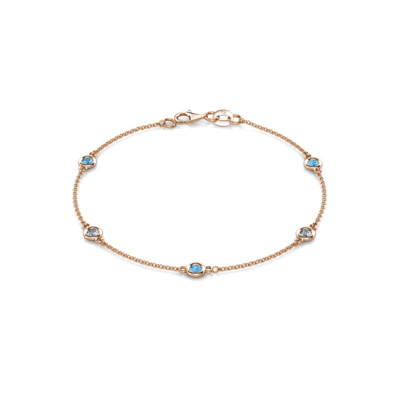 Aizza (5 Stn/3mm) Blue Topaz and Lab Grown Diamond Station Bracelet 