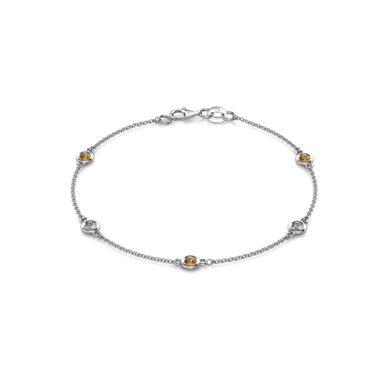 Aizza (5 Stn/3mm) Citrine and Lab Grown Diamond Station Bracelet 