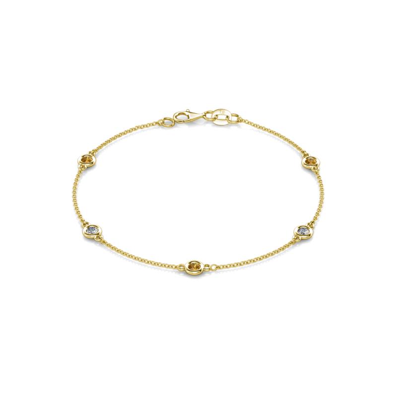 Aizza (5 Stn/3mm) Citrine and Lab Grown Diamond Station Bracelet 
