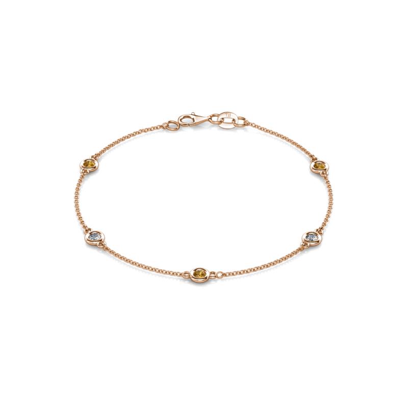 Aizza (5 Stn/3mm) Citrine and Lab Grown Diamond Station Bracelet 