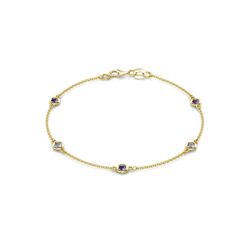 Aizza (5 Stn/3mm) Iolite and Lab Grown Diamond Station Bracelet 