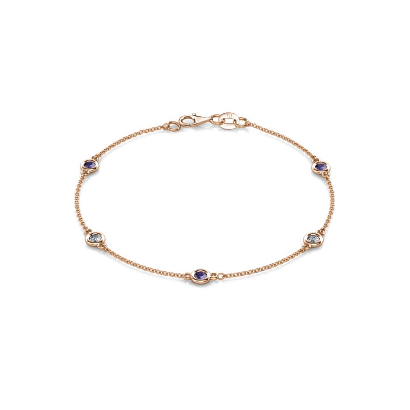 Aizza (5 Stn/3mm) Iolite and Lab Grown Diamond Station Bracelet 