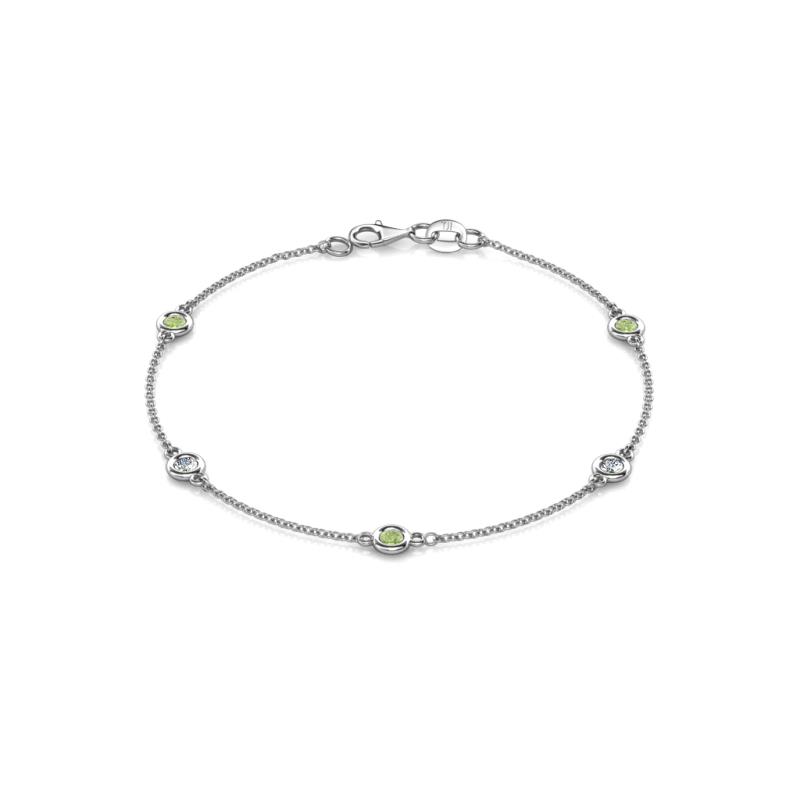Aizza (5 Stn/3mm) Peridot and Lab Grown Diamond Station Bracelet 
