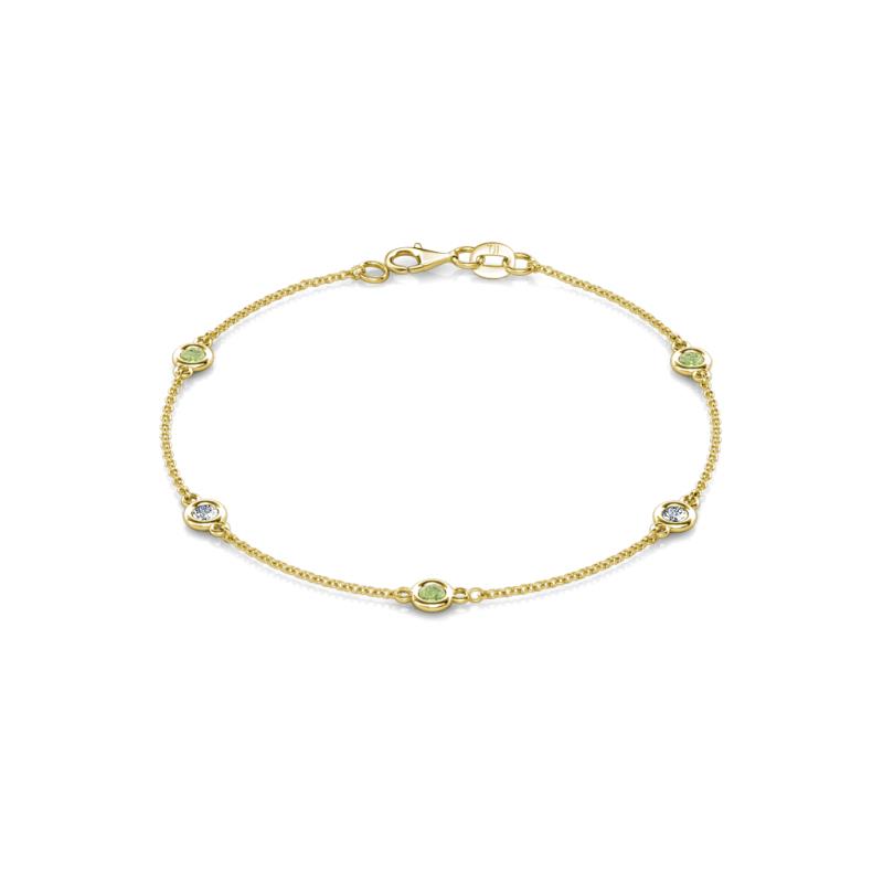 Aizza (5 Stn/3mm) Peridot and Lab Grown Diamond Station Bracelet 
