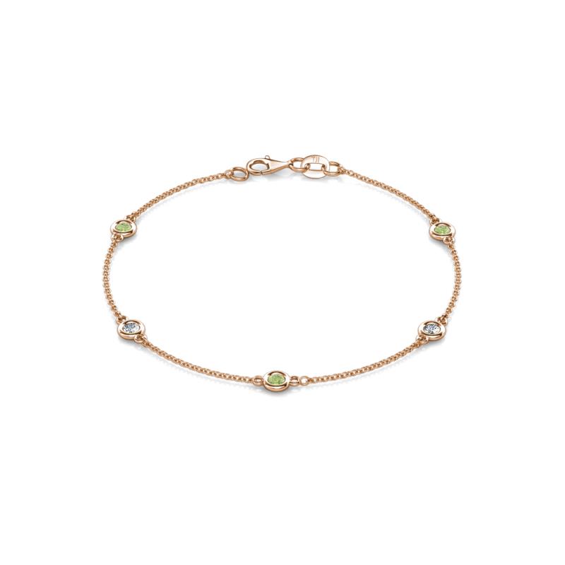Aizza (5 Stn/3mm) Peridot and Lab Grown Diamond Station Bracelet 