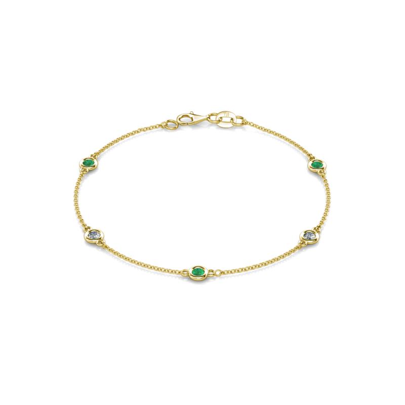 Aizza (5 Stn/3mm) Emerald and Lab Grown Diamond Station Bracelet 