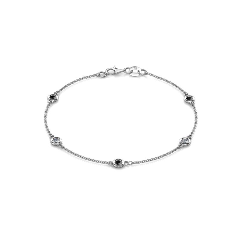 Aizza (5 Stn/3mm) Black Diamond and White Lab Grown Diamond Station Bracelet 