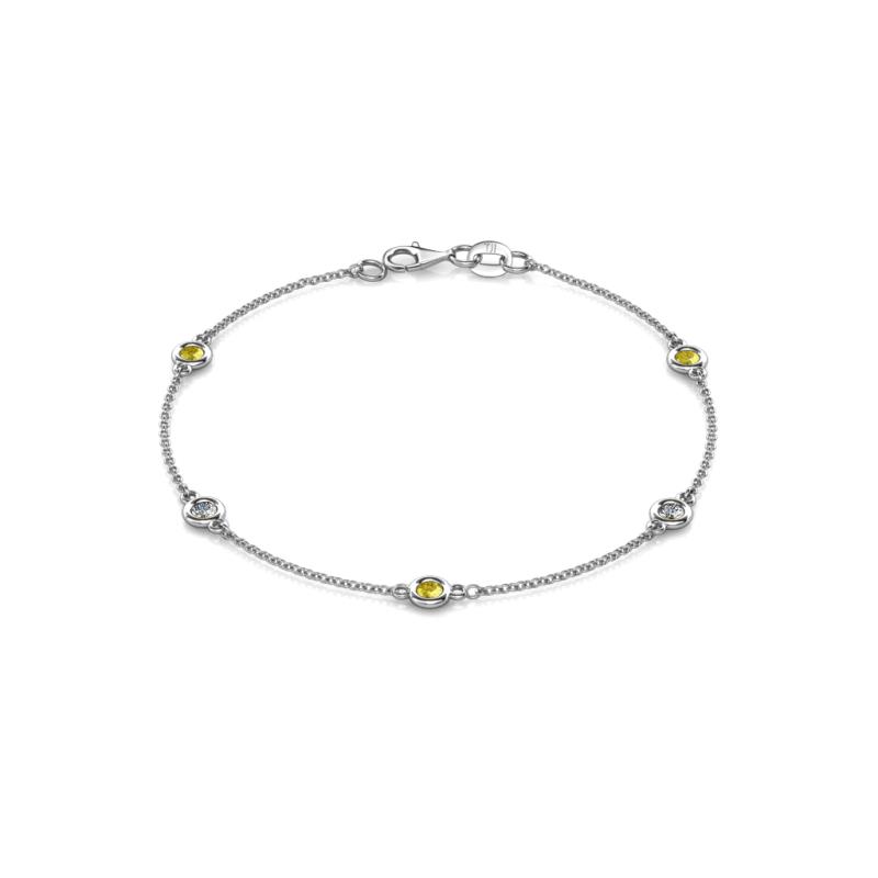 Aizza (5 Stn/3mm) Yellow Sapphire and Lab Grown Diamond Station Bracelet 