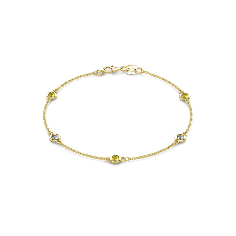 Aizza (5 Stn/3mm) Yellow Sapphire and Lab Grown Diamond Station Bracelet 