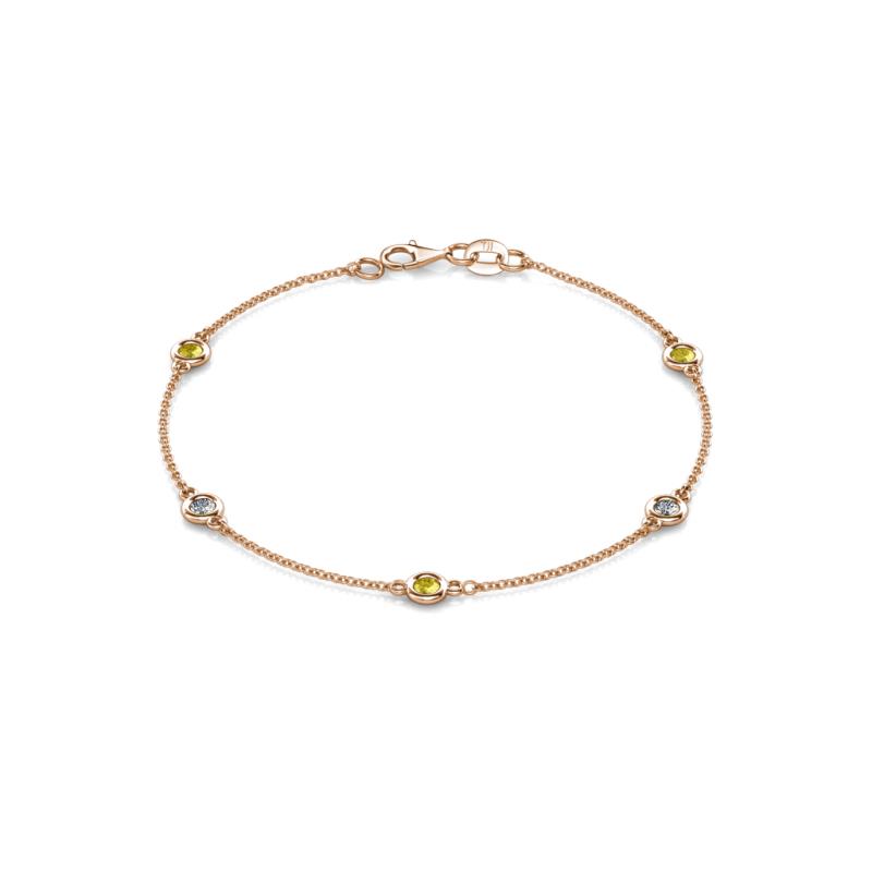 Aizza (5 Stn/3mm) Yellow Sapphire and Lab Grown Diamond Station Bracelet 