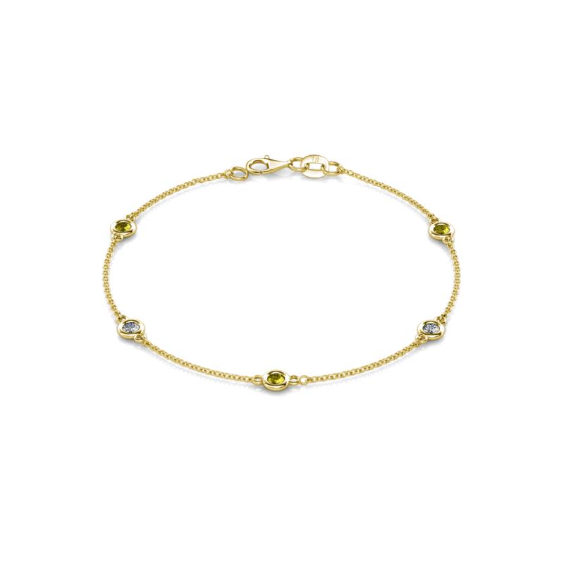 Aizza (5 Stn/3mm) Yellow Diamond and White Lab Grown Diamond Station Bracelet 
