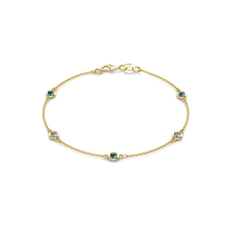 Aizza (5 Stn/3mm) London Blue Topaz and Lab Grown Diamond Station Bracelet 