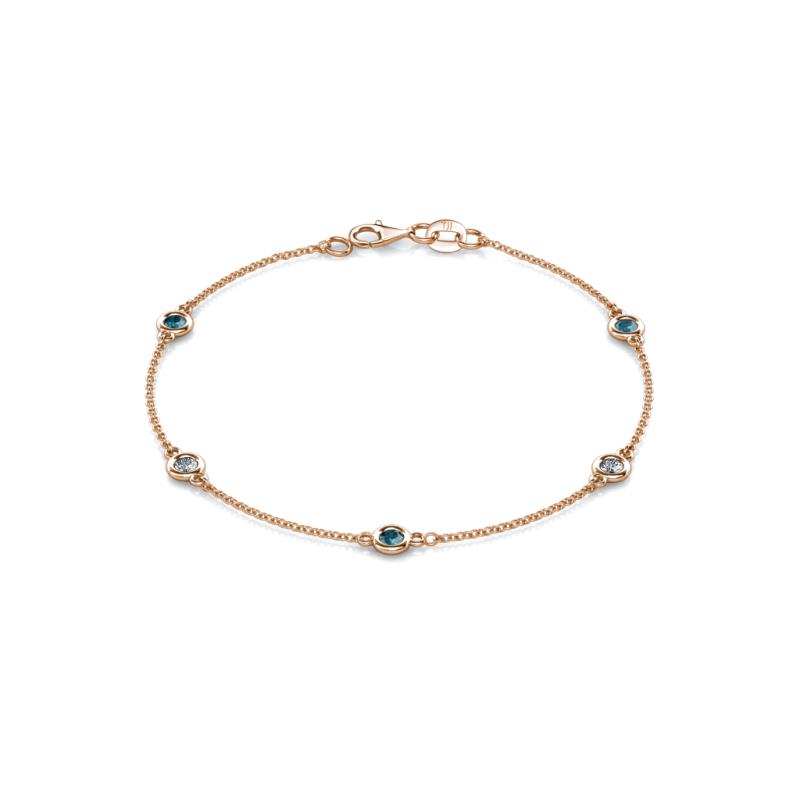 Aizza (5 Stn/3mm) London Blue Topaz and Lab Grown Diamond Station Bracelet 
