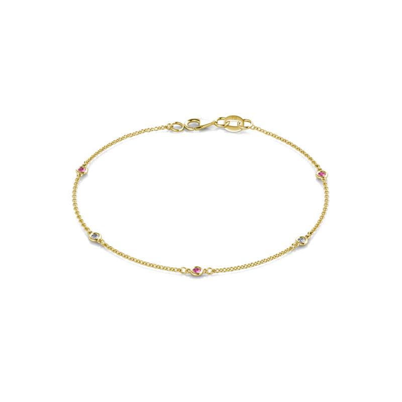 Aizza (5 Stn/2.00 mm) Pink Sapphire and Lab Grown Diamond Petite Station Bracelet 