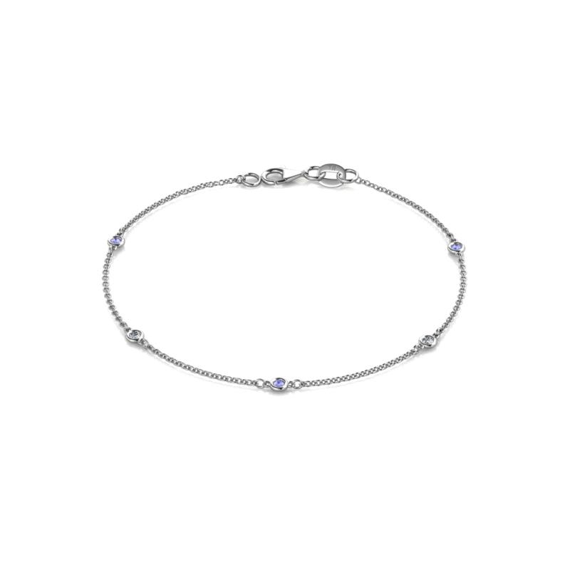 Aizza (5 Stn/2.00 mm) Tanzanite and Lab Grown Diamond Petite Station Bracelet 