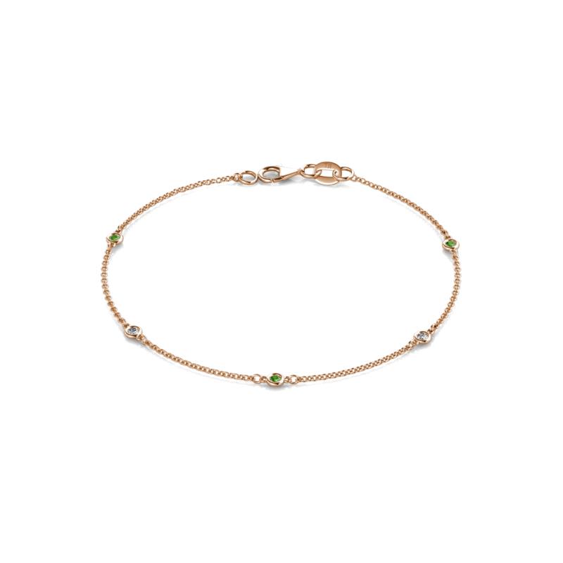 Aizza (5 Stn/2.00 mm) Green Garnet and Lab Grown Diamond Petite Station Bracelet 