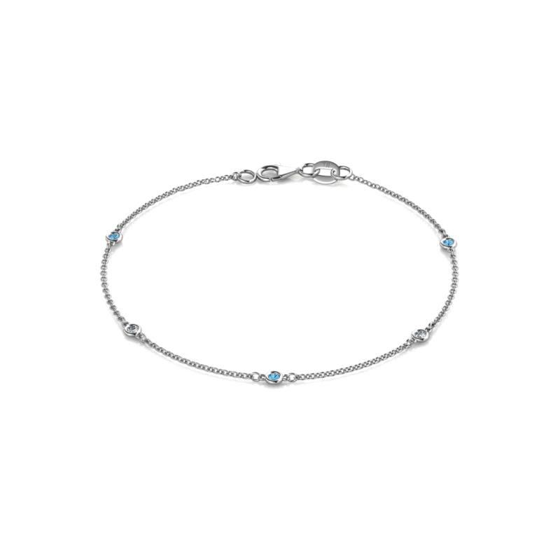 Aizza (5 Stn/2.00 mm) Blue Topaz and Lab Grown Diamond Petite Station Bracelet 