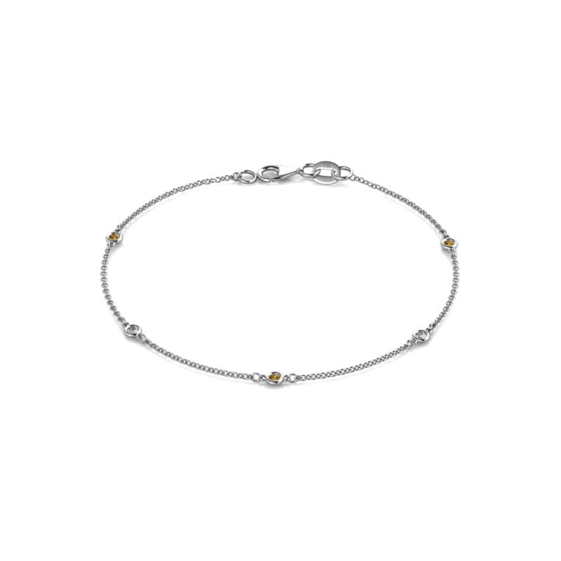 Aizza (5 Stn/2.00 mm) Citrine and Lab Grown Diamond Petite Station Bracelet 