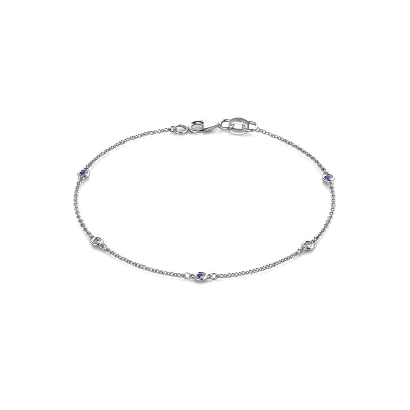 Aizza (5 Stn/2.00 mm) Iolite and Lab Grown Diamond Petite Station Bracelet 