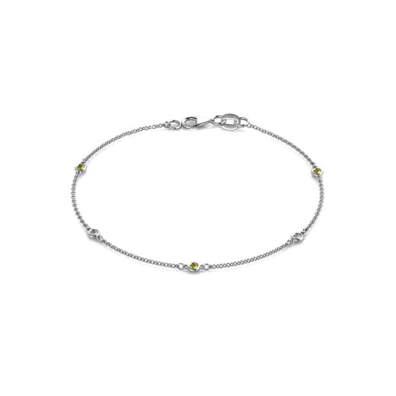 Aizza (5 Stn/2.00 mm) Yellow Diamond and Lab Grown Diamond Petite Station Bracelet 