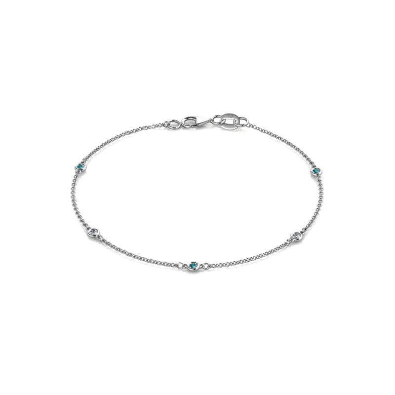 Aizza (5 Stn/2.00 mm) London Blue Topaz and Lab Grown Diamond Petite Station Bracelet 