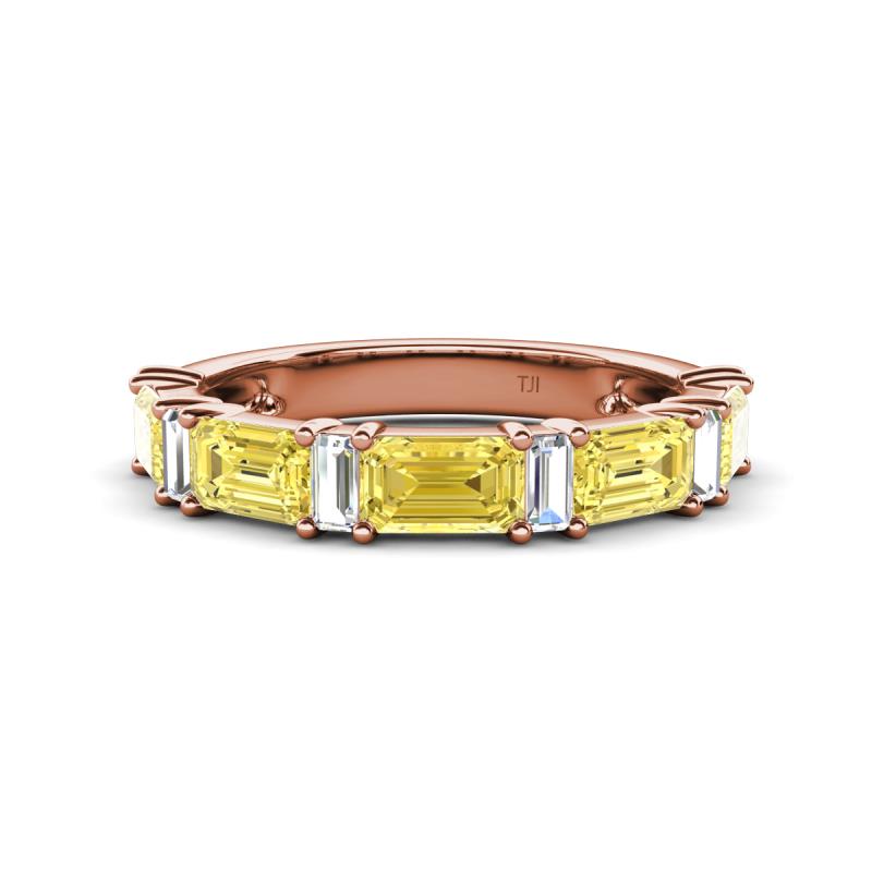 Elois 1.80 ctw Emerald shape Yellow Sapphire and Baguette shape Lab Grown Diamond Wedding Band 