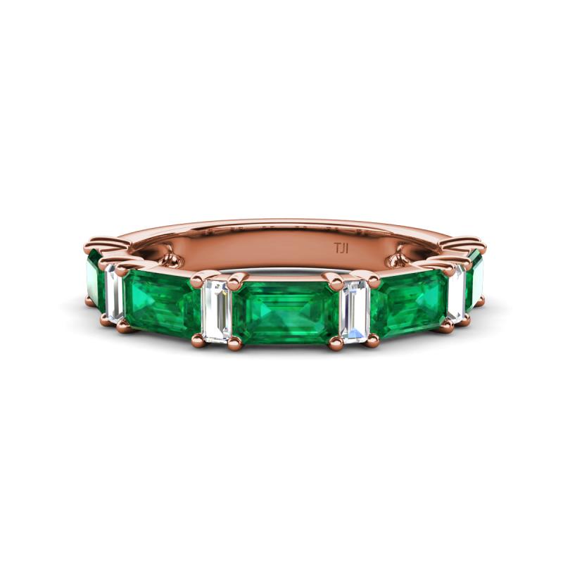 Elois 1.55 ctw Emerald shape Emerald and Baguette shape Lab Grown Diamond Wedding Band 