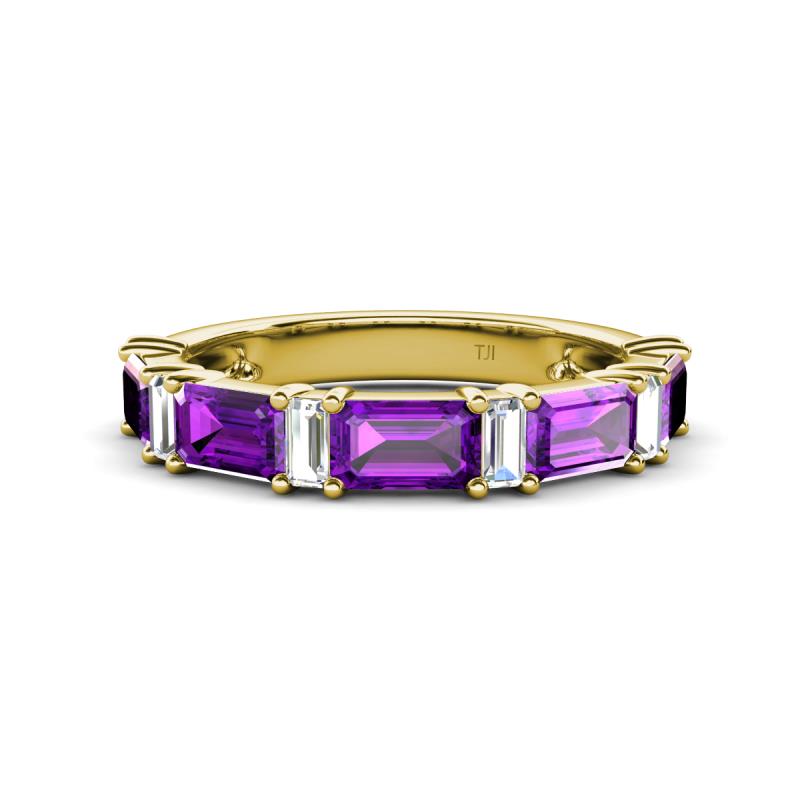 Elois 1.65 ctw Emerald shape Amethyst and Baguette shape Lab Grown Diamond Wedding Band 