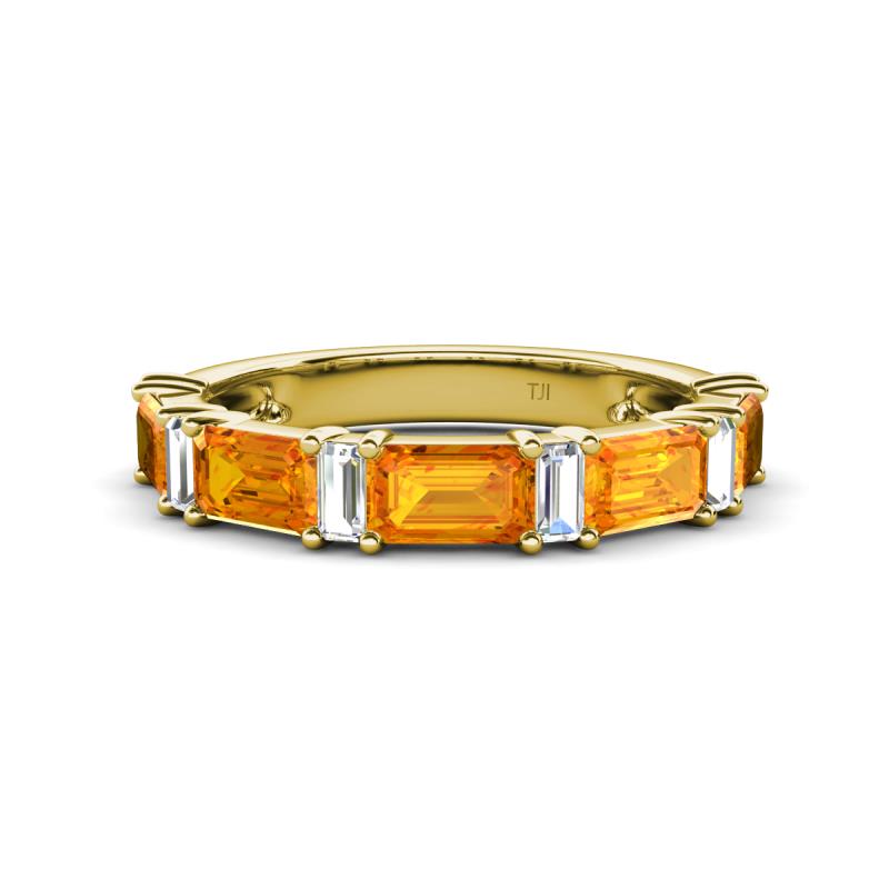 Elois 1.70 ctw Emerald shape Citrine and Baguette shape Lab Grown Diamond Wedding Band 