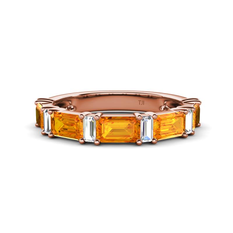 Elois 1.70 ctw Emerald shape Citrine and Baguette shape Lab Grown Diamond Wedding Band 