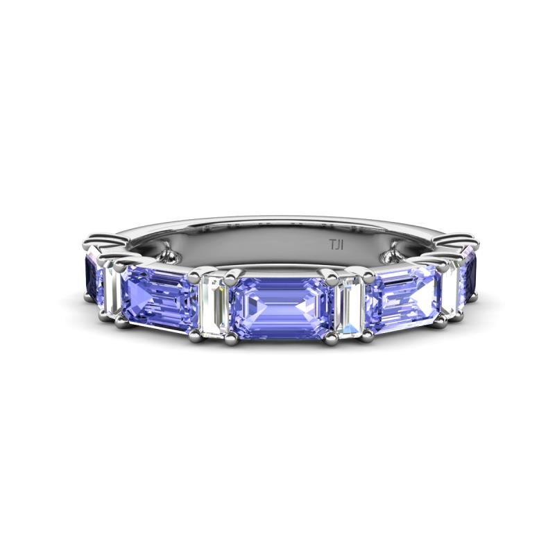 Elois 1.65 ctw Emerald shape Tanzanite and Baguette shape Lab Grown Diamond Wedding Band 