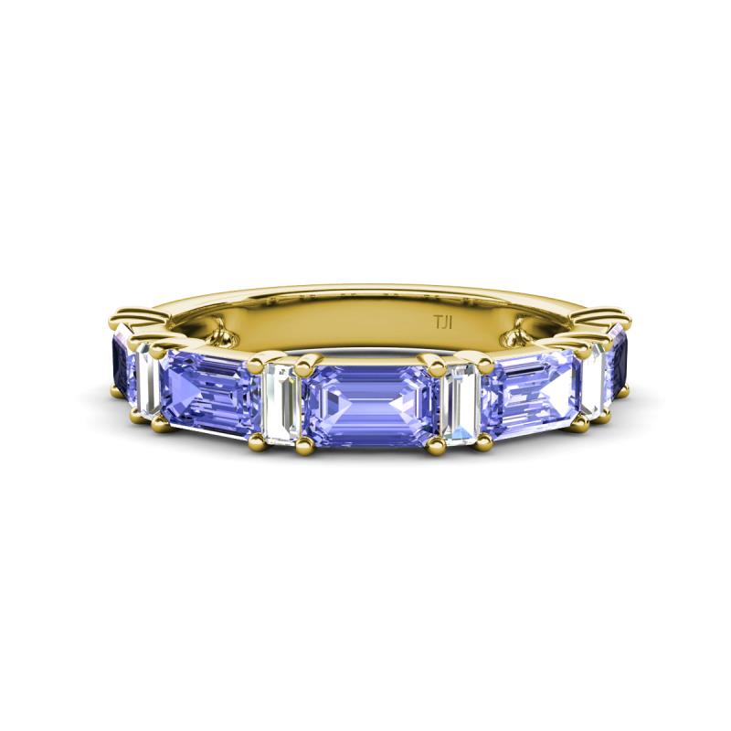 Elois 1.65 ctw Emerald shape Tanzanite and Baguette shape Lab Grown Diamond Wedding Band 