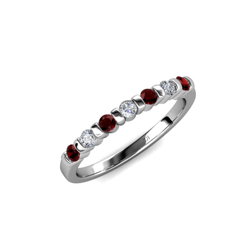 Macie Red Garnet and Diamond Wedding Band 
