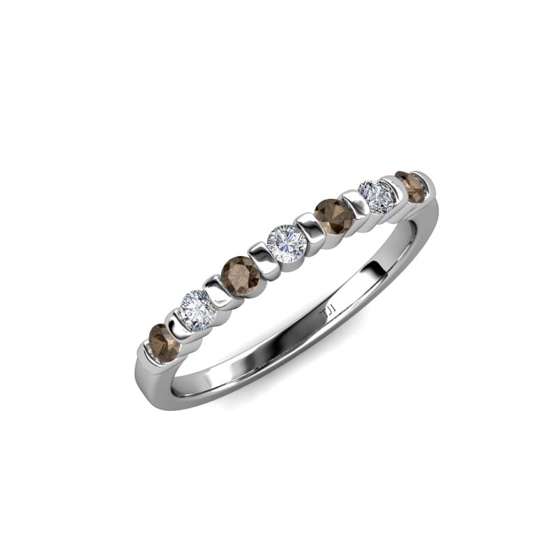 Macie Smoky Quartz and Diamond Wedding Band 