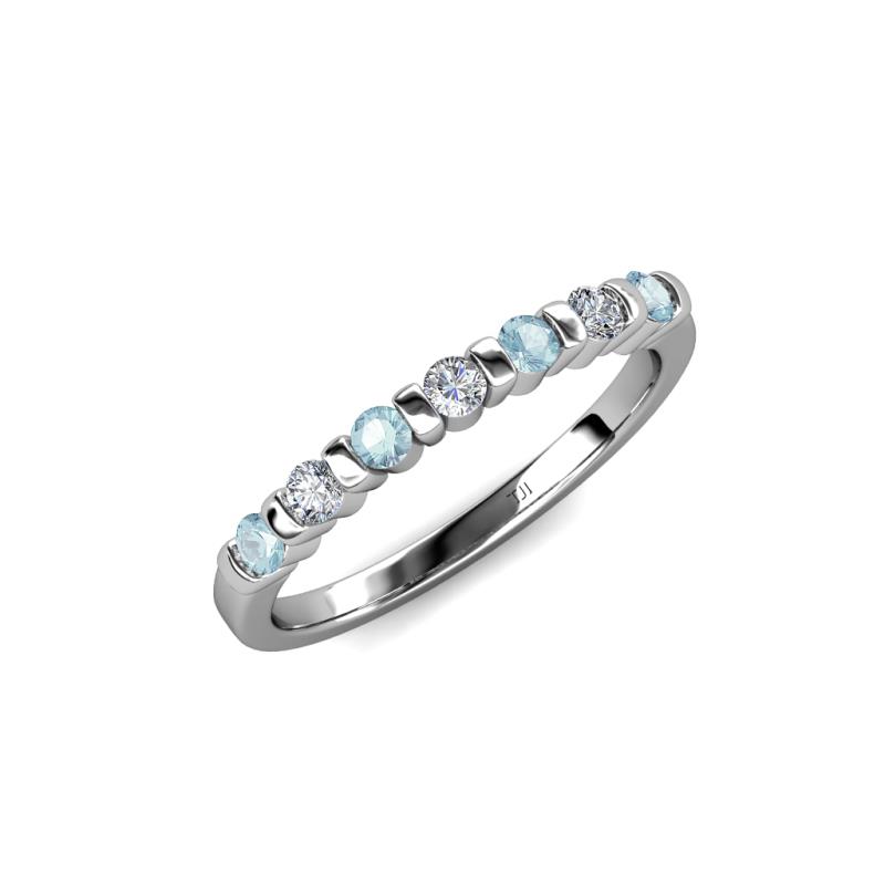 Macie Aquamarine and Diamond Wedding Band 