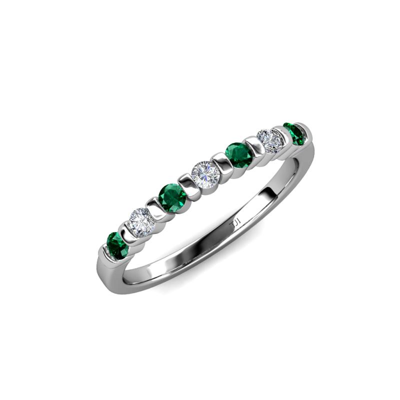Macie Emerald and Diamond Wedding Band 